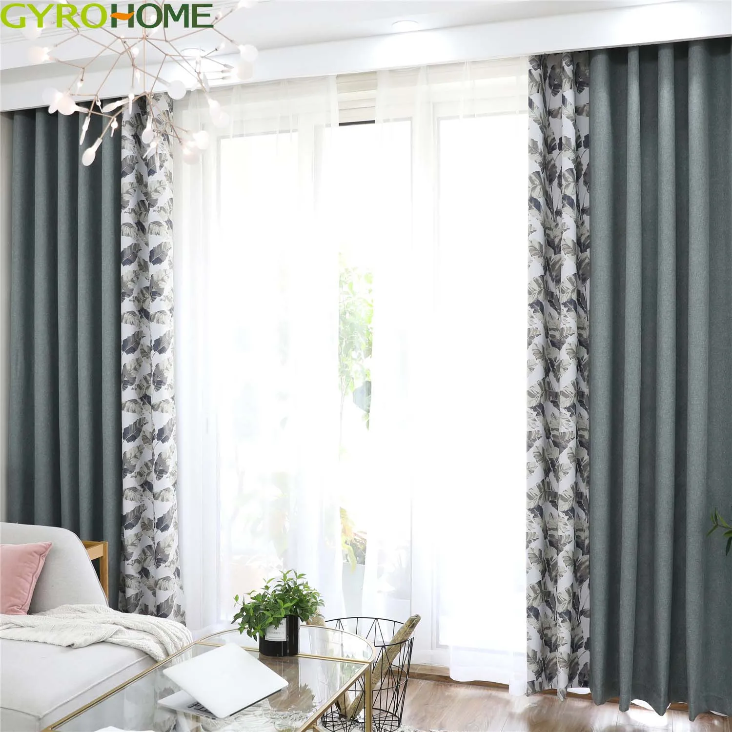 

Floral Printing High Precision Curtain Cloth Highly Shading Splicing Window Drapes For Bedroom Blackout