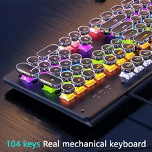 Esports Punk Mechanical Keyboard 104 Keys USB Wired Game Keyboard Blue Black Switch RGB Backlit Gaming Laptop