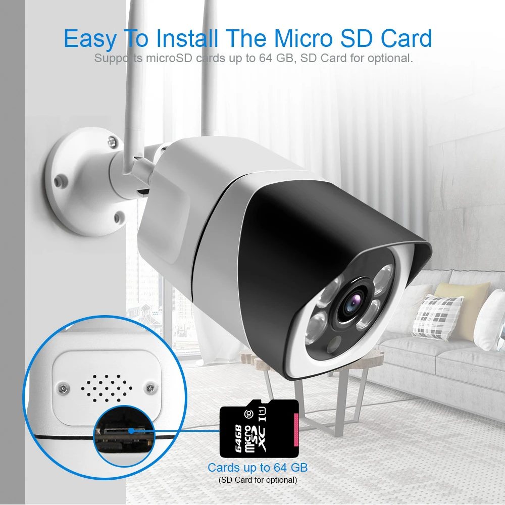 HD Wifi IP камера ONVIF 1080P Беспроводная Проводная CCTV цилиндрическая наружная