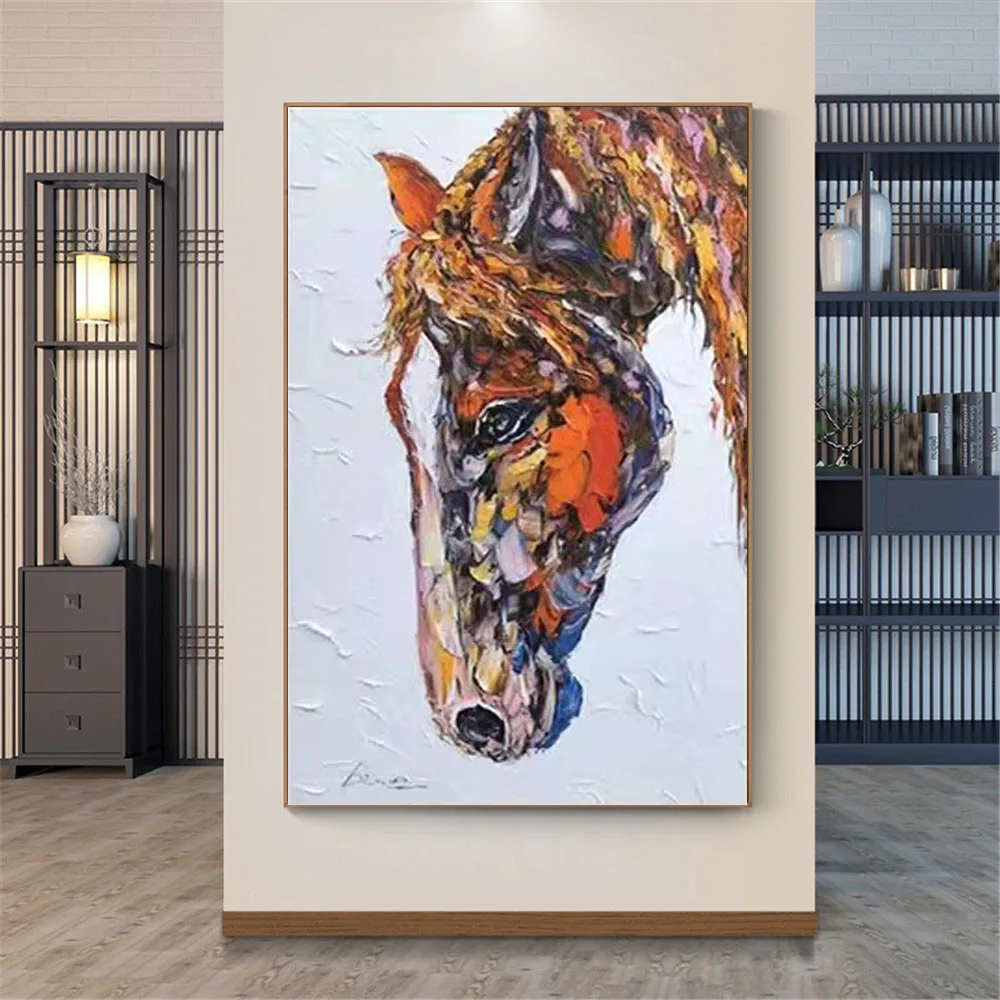 

Hand-painted oil painting Animals European horse on Canvas Painting Cuadros Wall Art for Office and Home Living Room Decor Mural