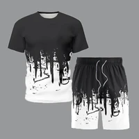 2021 summer leisure sport sets graffiti printing outfit man t shirt and shorts tracksuit suit joggers uniform men clothing 5xl