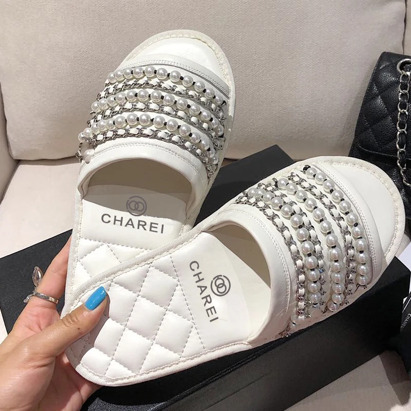 Тапки CHAREI с французской плоской подошвой полная индивидуальность Новинка лета