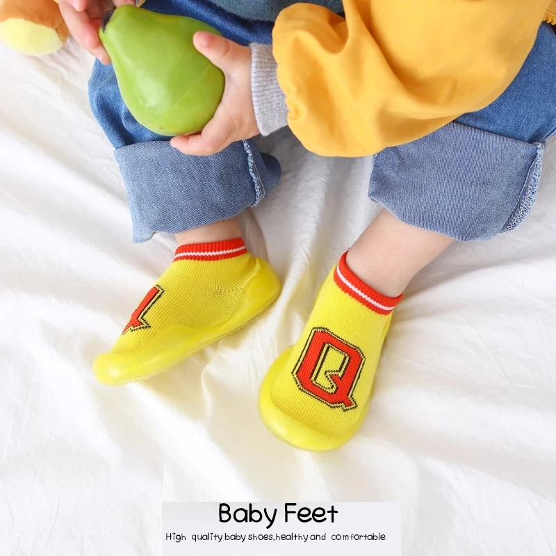 Детские носки с резиновой подошвой, носки для новорожденных, для маленьких мальчиков и девочек; Осенние детские носки-тапочки Нескользящие ...