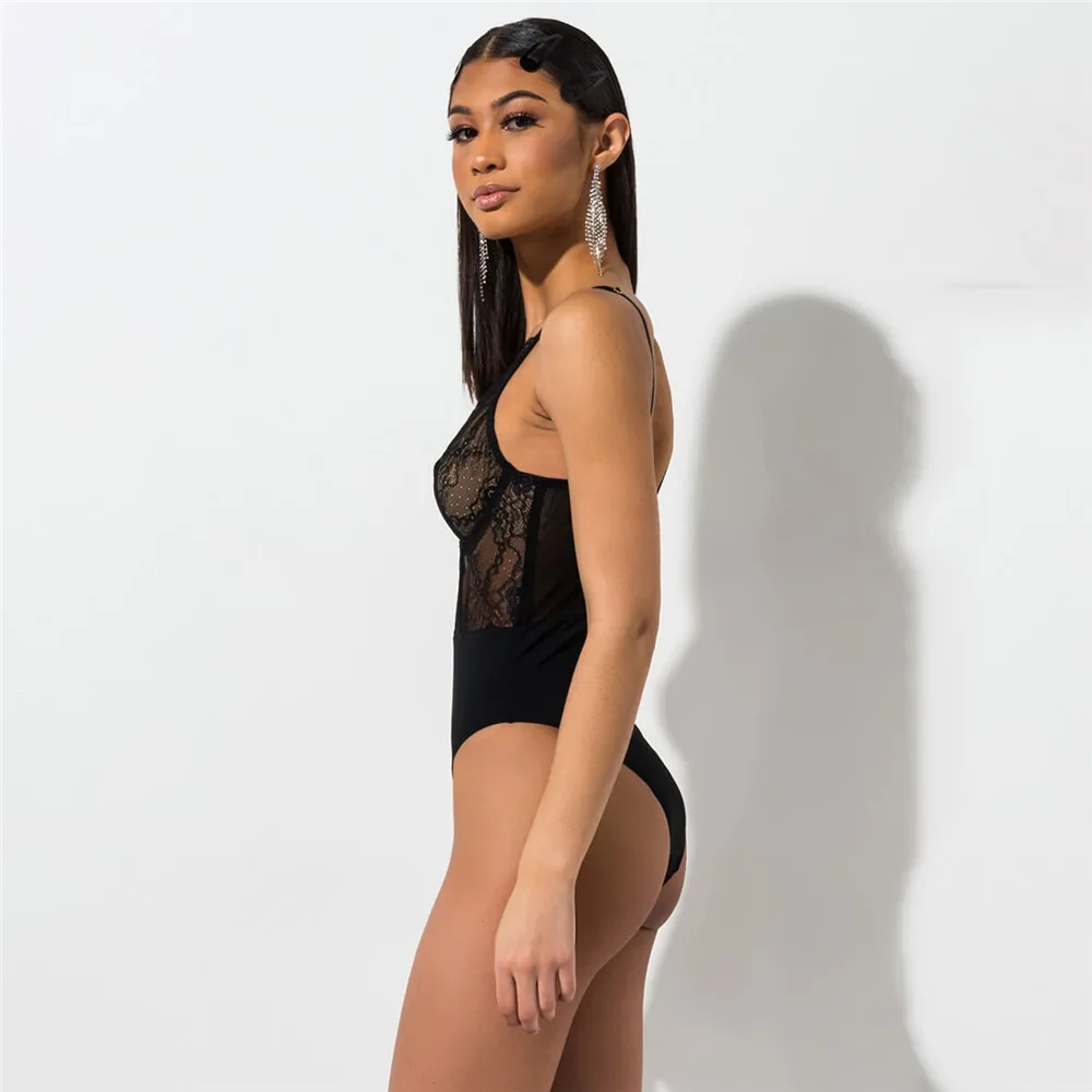 Женское нижнее белье сексуальное ночное цельное боди на пуговицах кружевное с