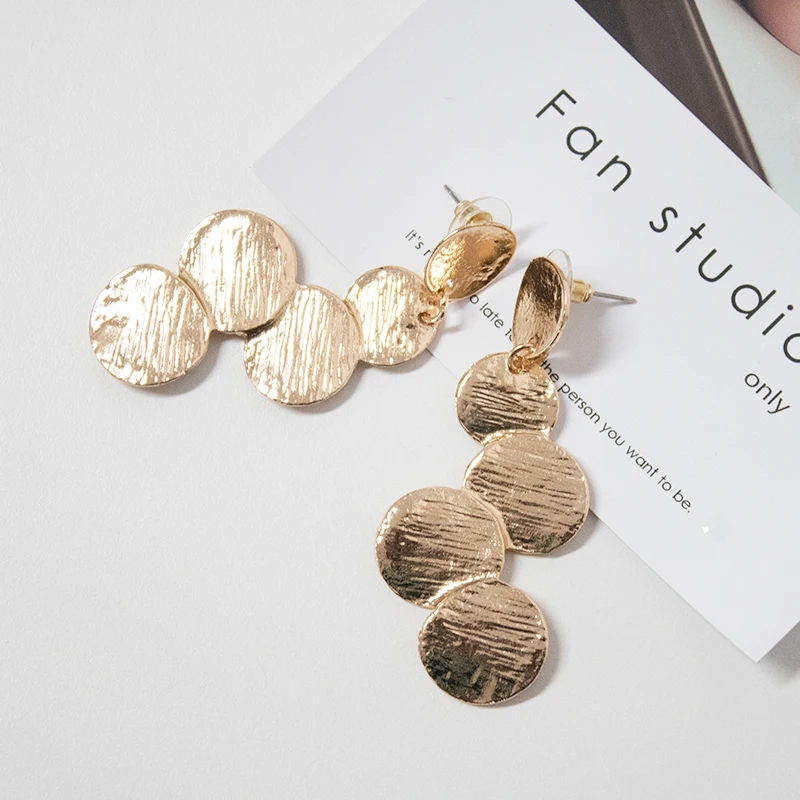 Длинные модные серьги ювелирные изделия геометрические диски для женщин Висячие