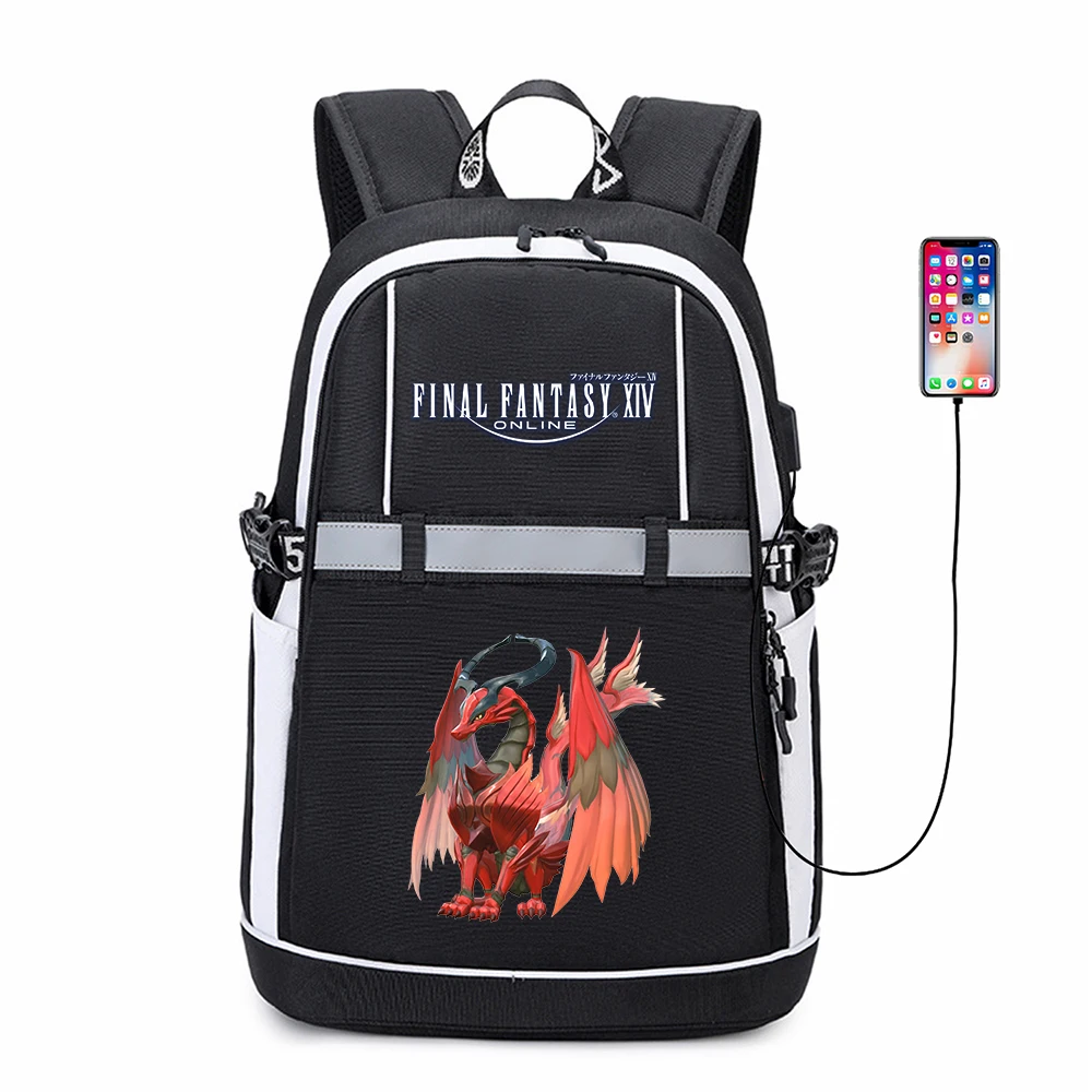 

Рюкзак с USB-разъемом и светоотражающей полосой, повседневный студенческий ранец из ткани Оксфорд на молнии с мультипликационным принтом ан...