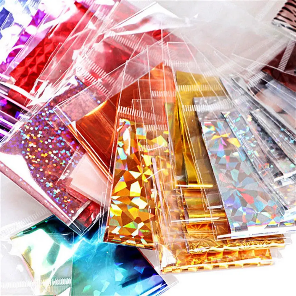 20 листов/набор голографические зеркальные наклейки для ногтей|Стикеры и