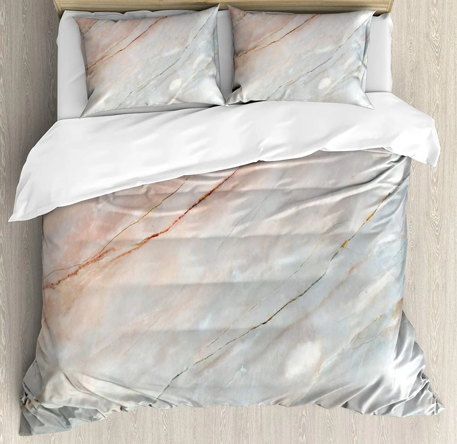 

Marble Bedding Set Onyx Stone Textured Natural Featured Authentic Scratches Artful Illustration Duvet Cover Set Pillowcase