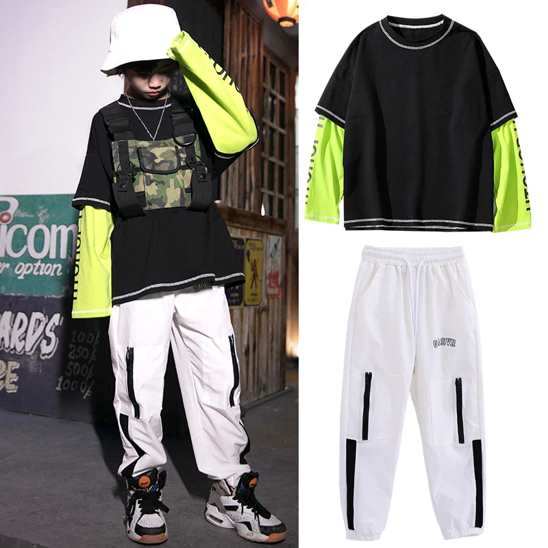 

Children'S Jazz Dance Costumes For Boys Hip-Hop Street Dance New Drums Clothing Long-Sleeved Tops Hiphop Pants Stage Wear SL2016