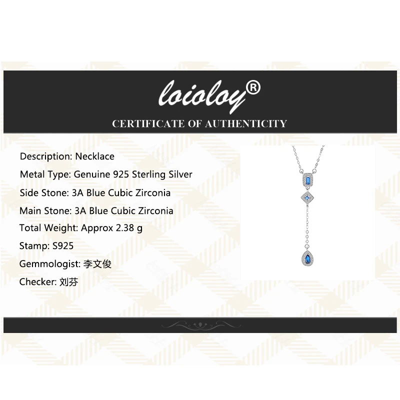 925 Sterling Silver Elegant Long Y style Blue Teardrop Gemstone Tassel Necklace For Party Women | Украшения и аксессуары