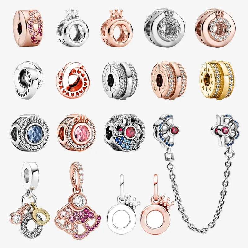 

Authentic S925 Sterling Silver Rose Gold Crown Fan Pendant Charm Suitable For The Original Pandora Women's Bracelet