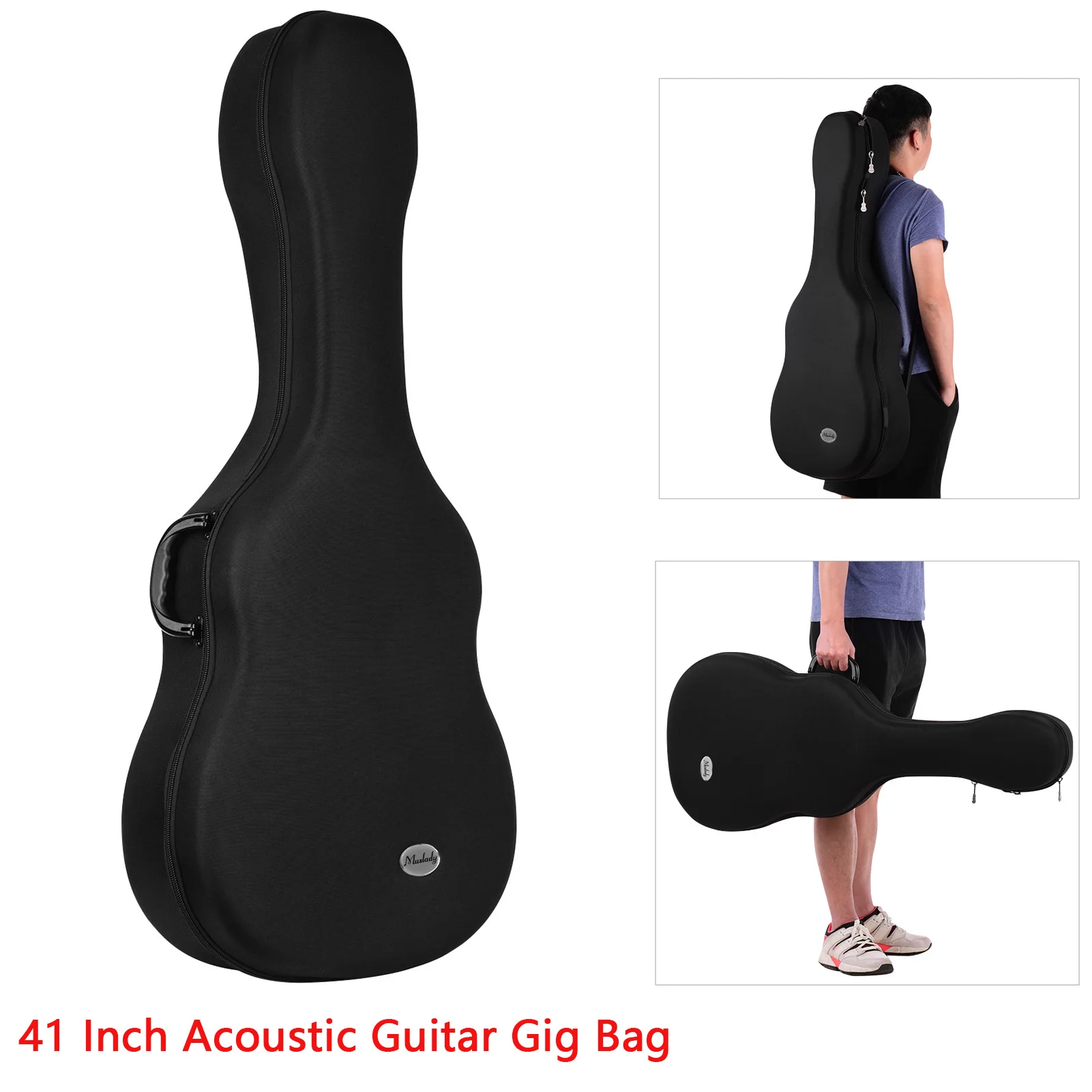 

Muslady 41 Inch Acoustic Guitar Gig Bag Lightweight Hardshell Carrying Case Fabric Exterior Plush Lining with Shoulder Straps