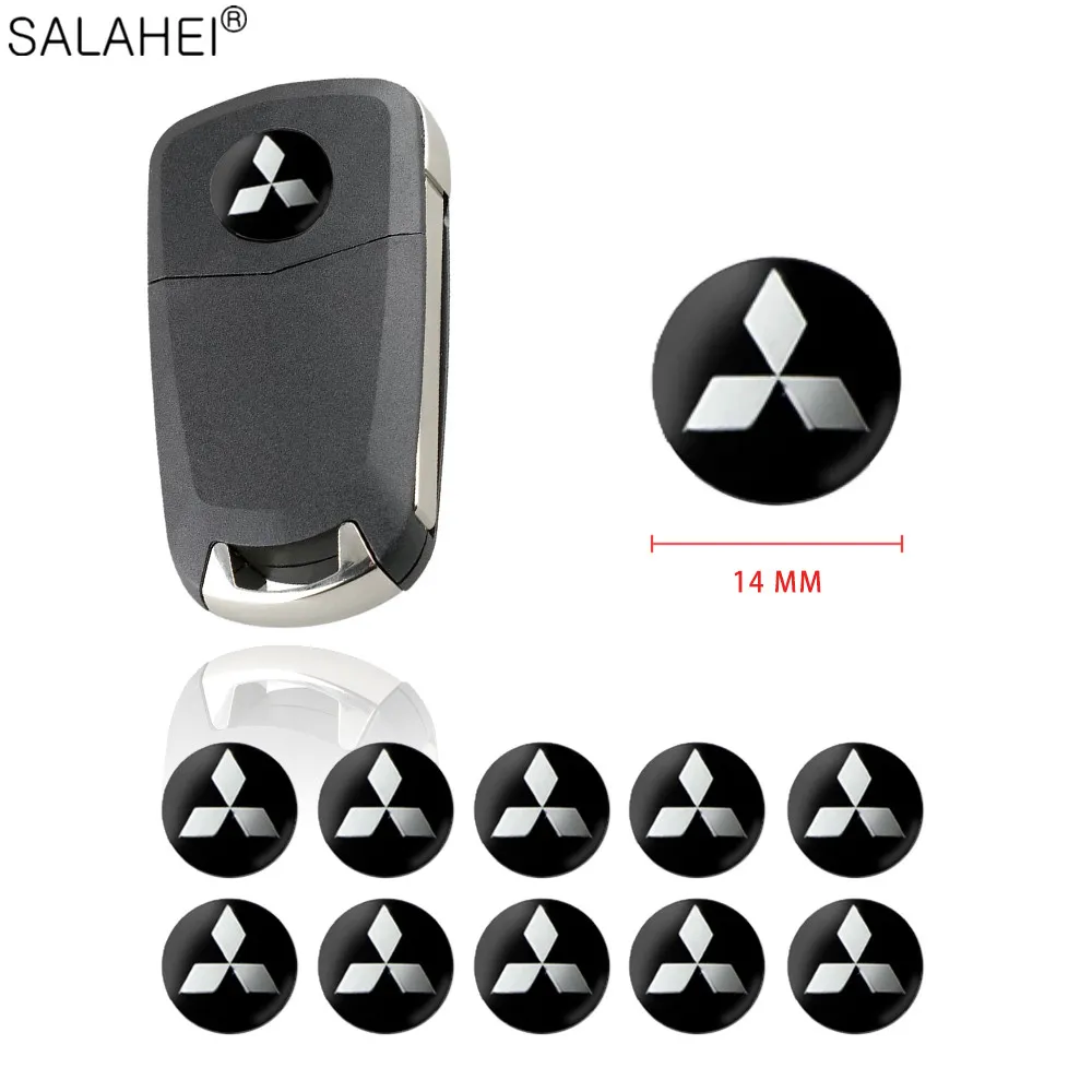 

For Mitsubishi Ralliart Lancer 9 10 Asx Outlander 3 Pajero Sport L200 Badge Galant 5/10pcs 14mm Car Emblem Folding Key Decals