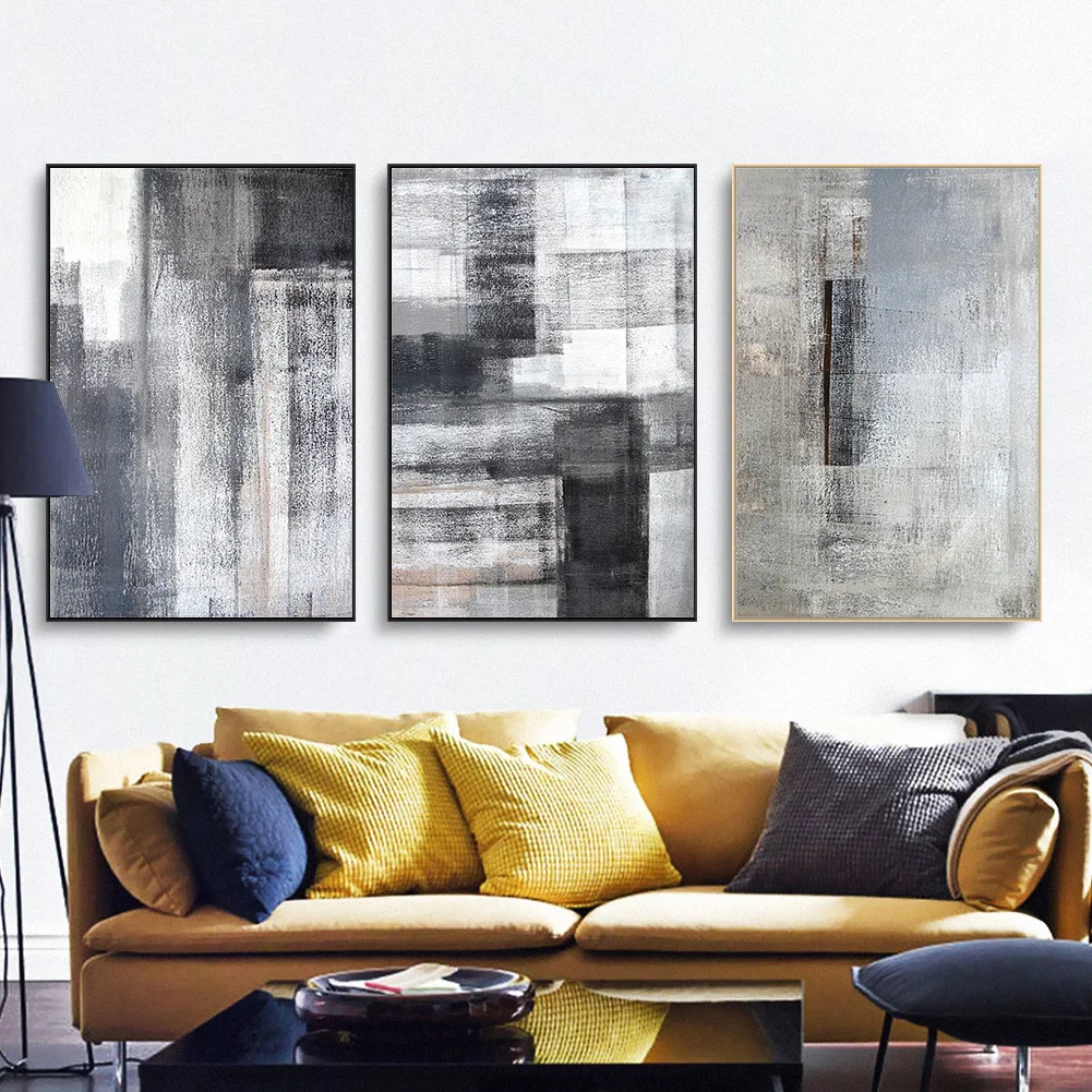 Modern Simplicity Abstract Gray Canvas Paintings Modular Pictures Wall Art Poster Living Room Decoration No Framed | Дом и сад
