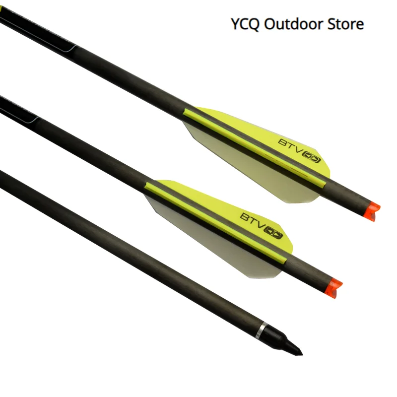 

6/12pcs 20" 22" Carbon Crossbow Bolts Arrows 8.8mm 125 Grain Screw Field Point 3" BTV Vane Archery Bow Outdoor Hunting