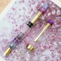 lorelei 667 resin piston fountain pen transparent purple with golden clip iridium eff 0 380 5mm ink pen for business office