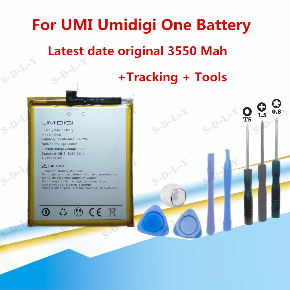 

Аккумулятор большой емкости 3550 мАч для UMI Umidigi One, аккумуляторная батарея запасные батареи для сотового телефона + отслеживание + Инструменты