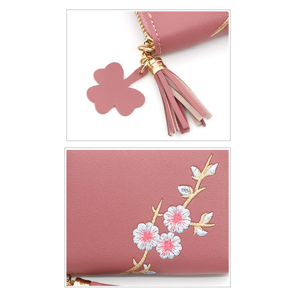 Новые маленькие женские кошельки с цветочной вышивкой и кисточками короткий