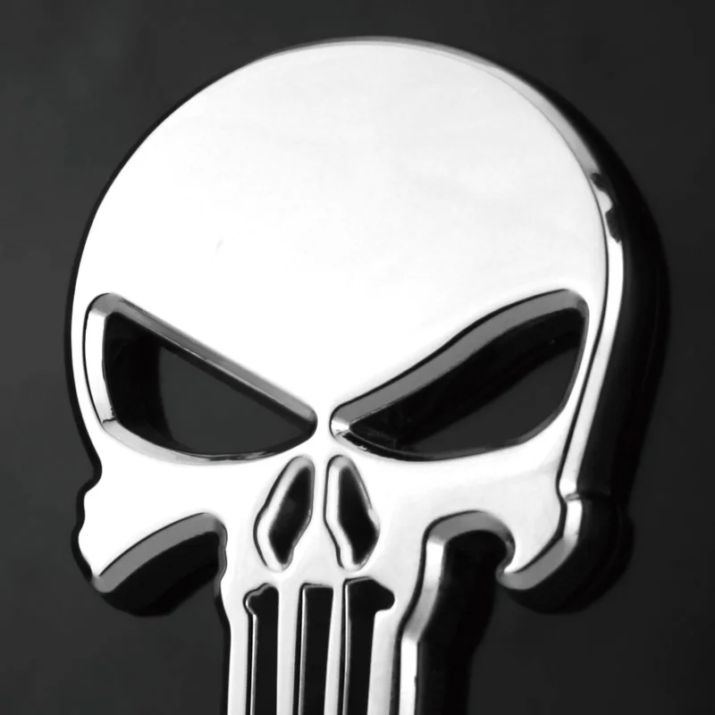 

Metal The Punisher Auto Vehicle Logo Emblem For Car Cell Phones Laptops Skull Gas Tank Cap Sticker Auto Fender Trunk Badge