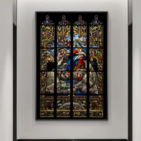 Витражные окна, фотография, Картина на холсте с изображением Бога Иисуса, Настенная картина для гостиной, Декор для дома