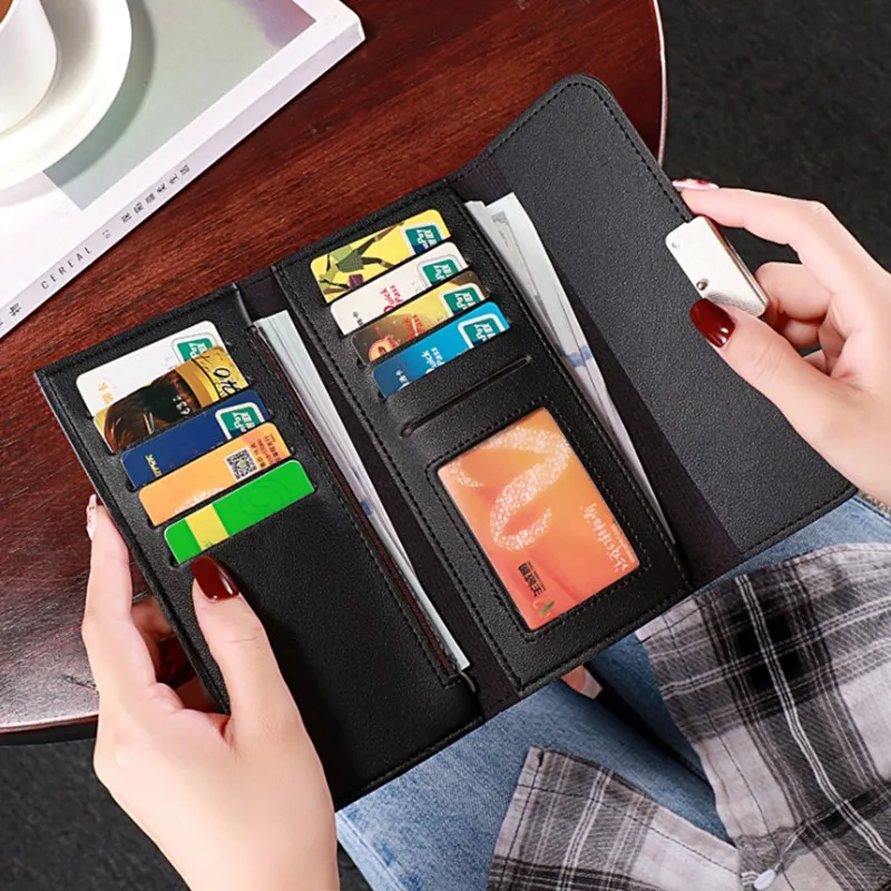

Simplism Women Wallet Soft Leather Ladies Long Purse Card Holder Phone Pocket Women Wallets Clutch Female Wallets