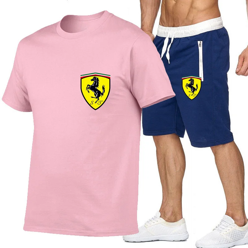 

2021 men's suit summer cotton short-sleeved shorts sports suit casual sportswear running suit T-shirt top and pants