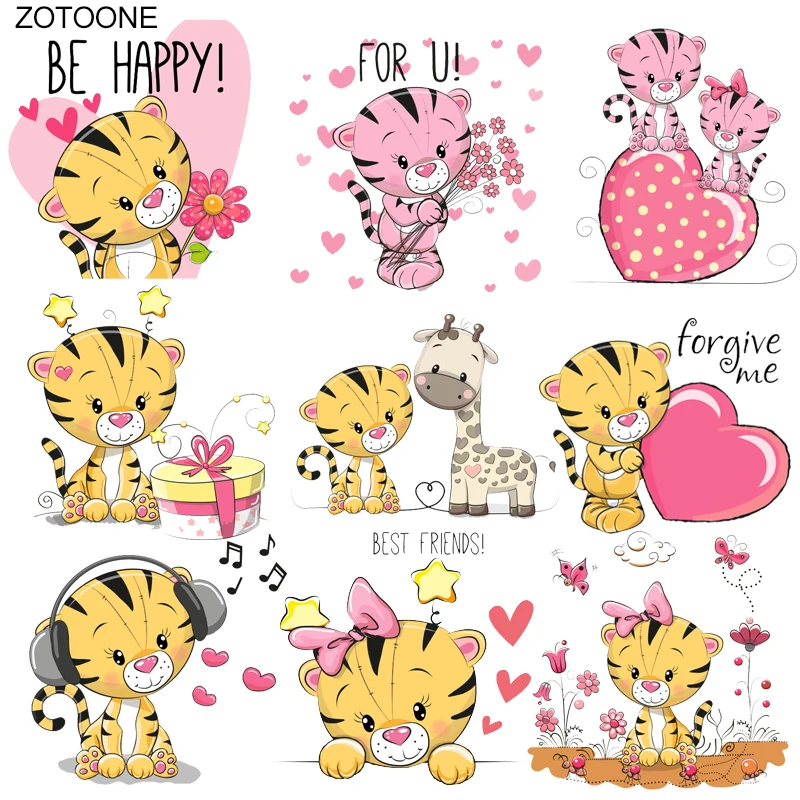 Нашивка ZOTOONE с изображением животного тигр кот наклейка термопечать на одежду