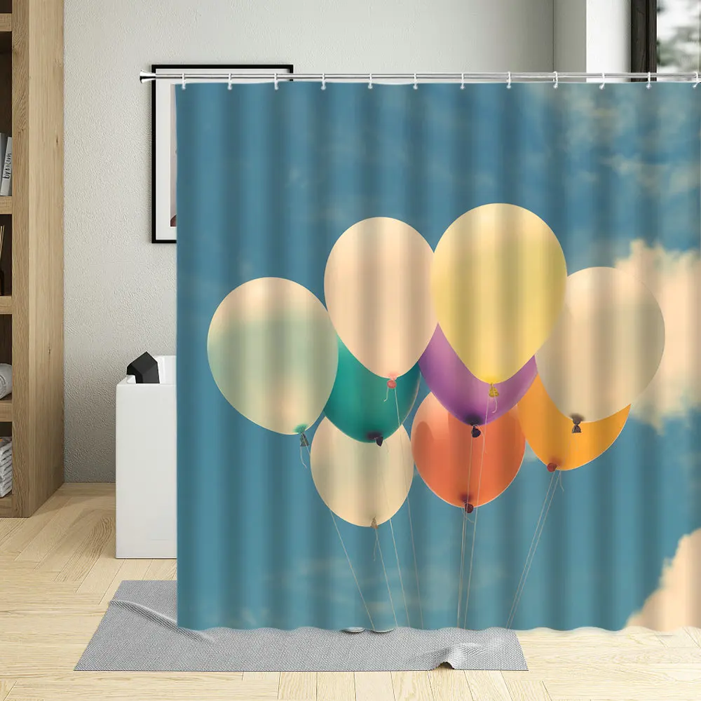 

Colorful Underwater Balloon Printing Bathroom Curtains Birthday Party Home Decor Shower Curtain Waterproof Screens With Hooks