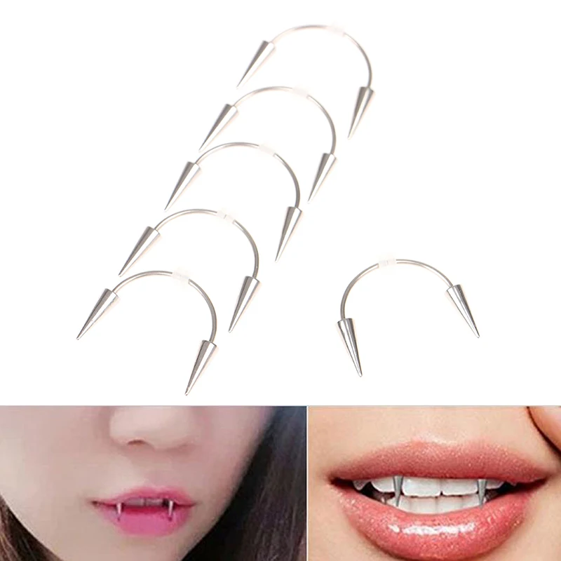 

1PC Dracula Nail Surgical Steel Smiley Piercing Jewelry Septum Piercing Body Decorations Vampire Fangs Zombie Teeth