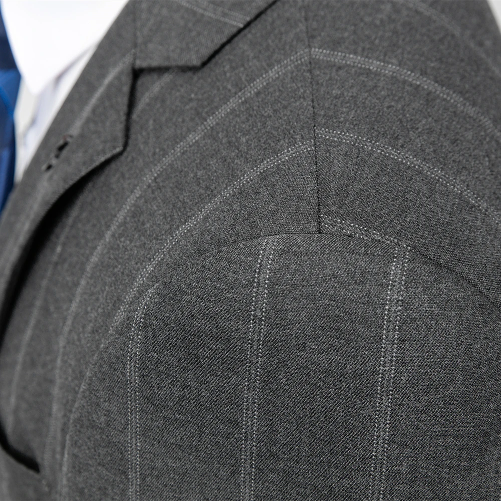 

3pcs( Jacket + Vest + Pants )Suit High quality Fashion Boutique Striped Slim Men's Business Casual Suit Stripe suits Wedding Set