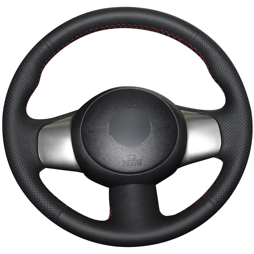 Фото Черный чехол рулевого колеса автомобиля из синтетической кожи для Nissan March Sunny Versa