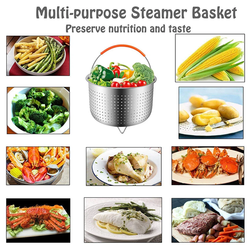 

Multifunctional Durable 304 Stainless Steel Steamer Basket for Instant Pot Pressure Cooker with Silicone Covered