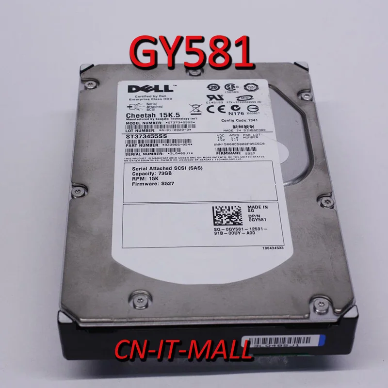 

Pulled GY581 ST373455SS 73GB 15000 RPM 16MB Cache SAS 3Gb/s 3.5" Internal Hard Drive