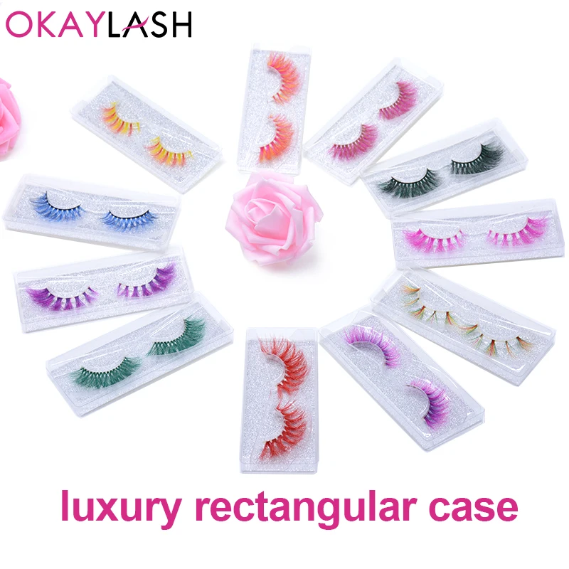 OKAYLASH 3D поддельные Цветной ресницы натуральный Dramtic красный зеленый желтый
