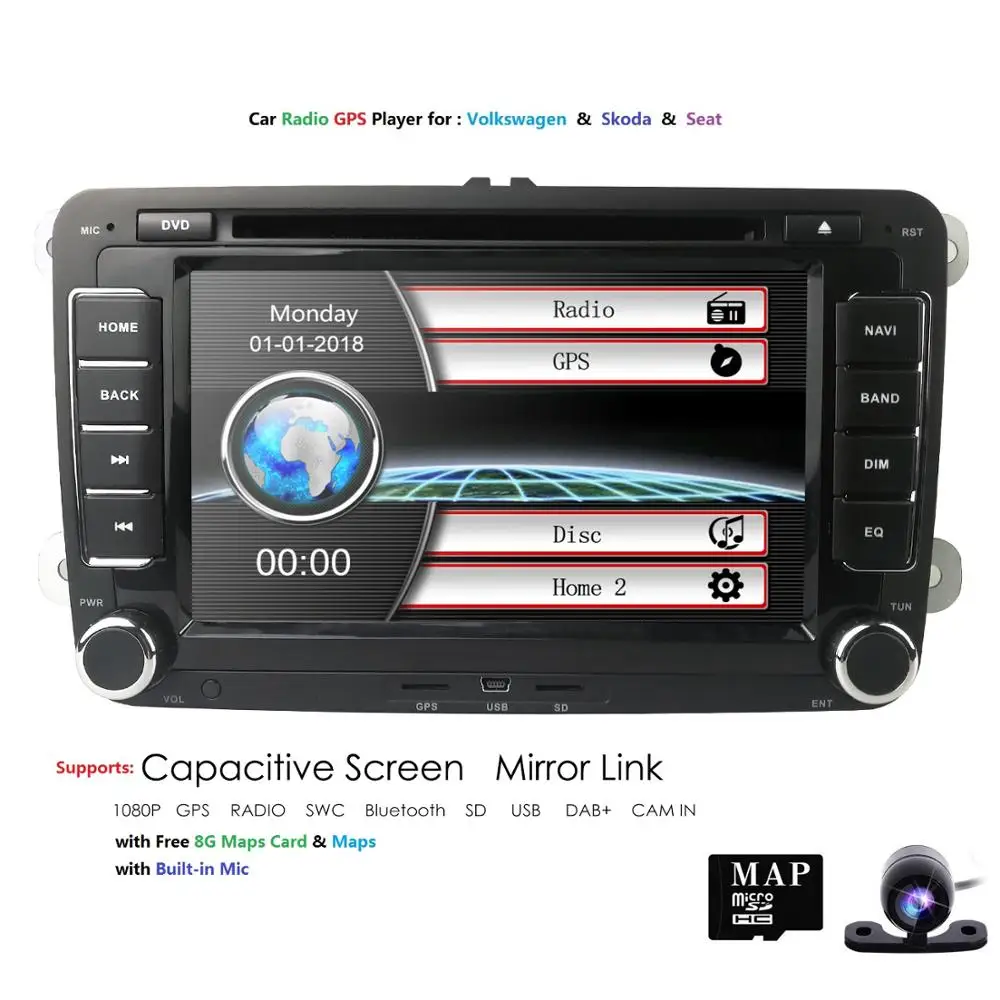 Автомагнитола 2 din с DVD GPS-навигацией стереопроигрывателем для Volkswagen VW Golf VI Touran