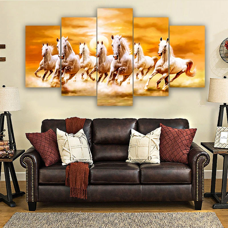 

5 Pieces Horse Wall Art Canvas Painting on The Wall Many Horses Decoration Pictures Posters for Living Room No Frame Ptints