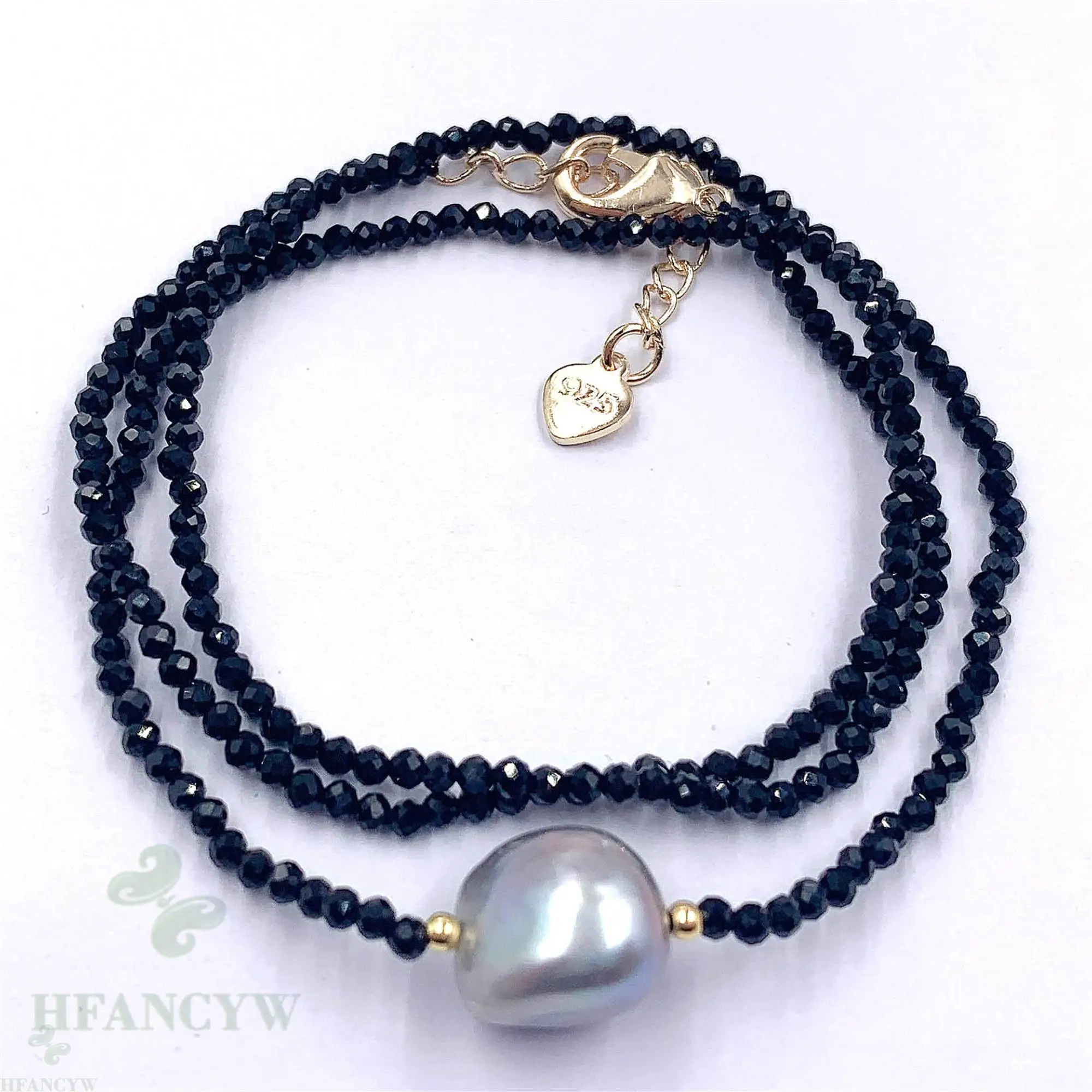 2 мм черная шпинель серый барокко жемчужное ожерелье 18 дюймов Подарочная цепочка