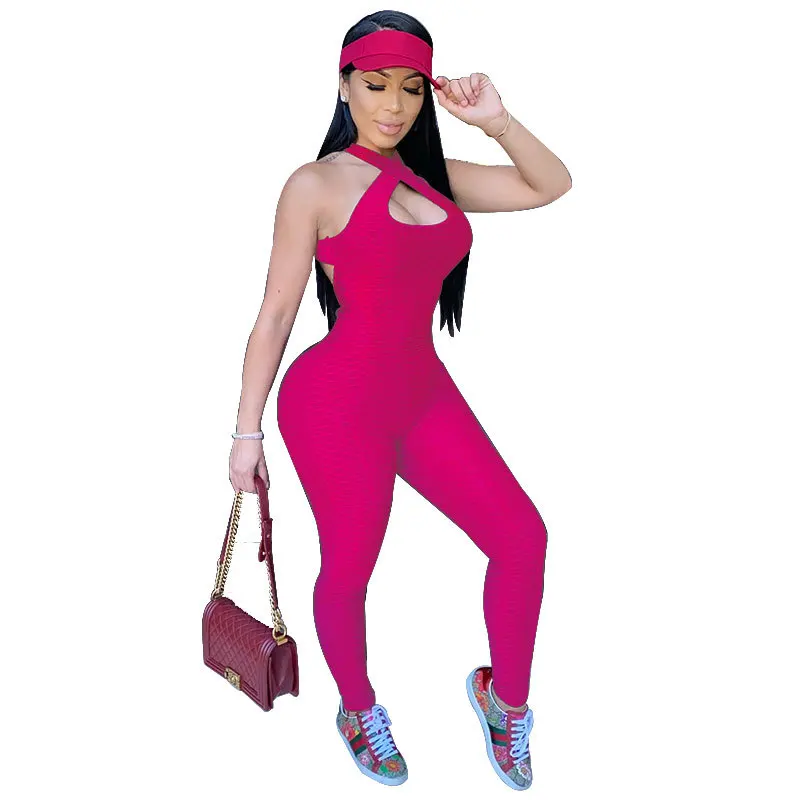 Женский Облегающий комбинезон с открытой спиной без рукавов|Женские