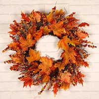 autumn artificial garland berry wreath rattan maple leaf simulation wall 45cm 1pc halloween door decoration