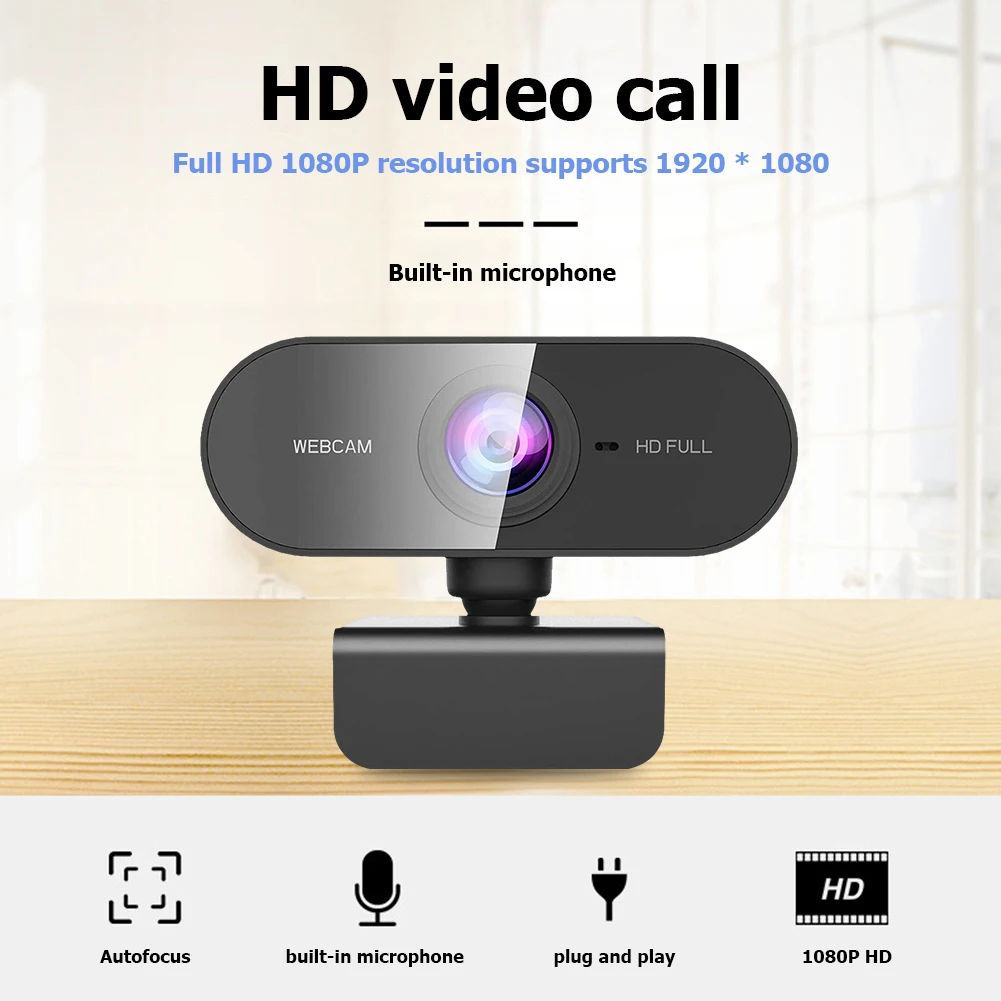 

Widescreen Video Work Home Accessories 1080P HD USB Webcam Video Conference Live Streaming Web Camera with Microphone