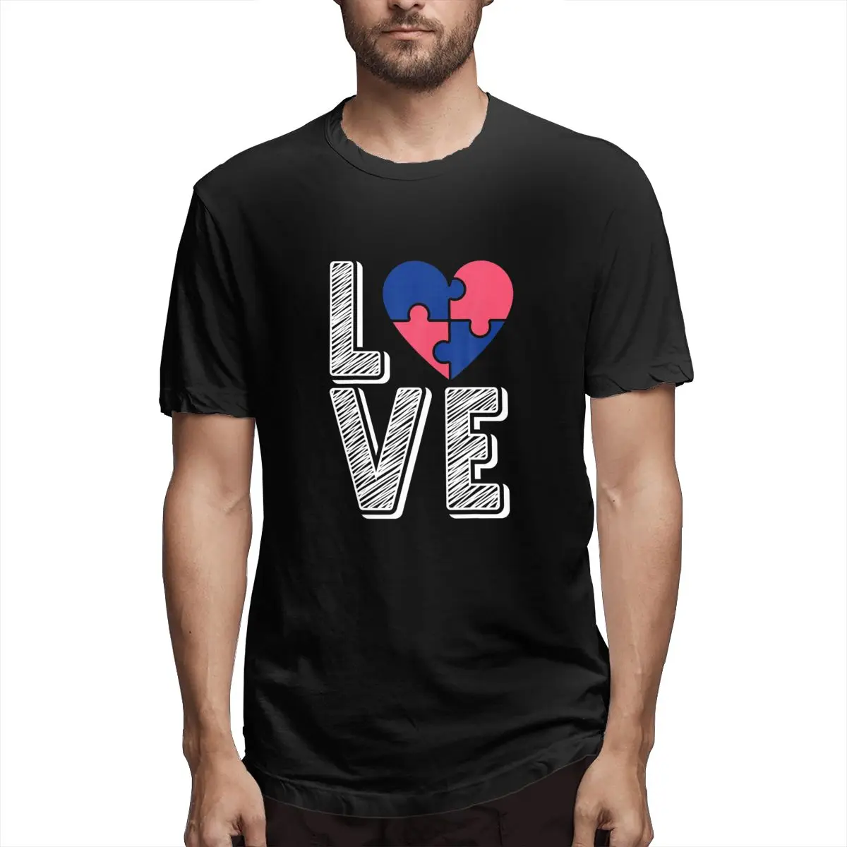 

Love Puzzles Heart Autism Awareness S For Women An Graphic Tee Men's Short Sleeve T-shirt Funny Cotton Tops