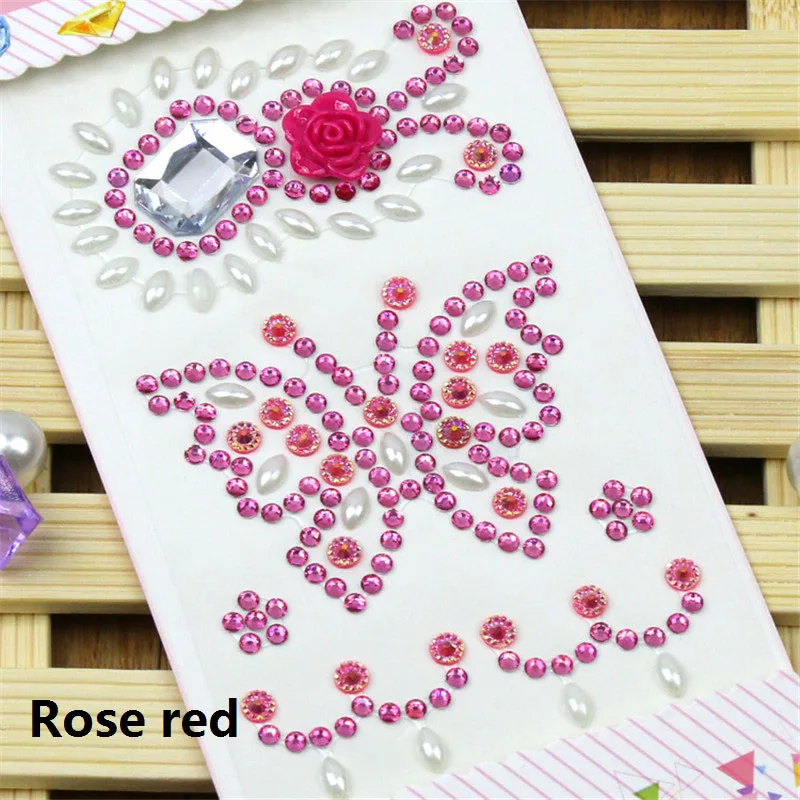 CA475-Rose red 1 лист акриловые стрекозы искусственные бриллианты с повторяющимся цветом DIY Ручная работа телефон украшение автомобиля Скрапбукинг Ремесло стикер кристалл аксессуары - Цвет: CA475-Rose red
