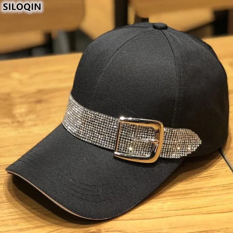 

SILOQIN Весенняя Новая Женская Бейсболка модная стразы украшение Снэпбэк кепки регулируемый размер Элегантная брендовая шляпа для отдыха