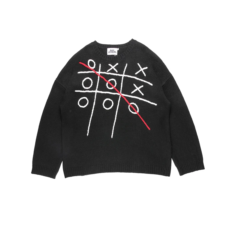 Ретро Уличная одежда мужские свитера Забавный бинго узор хип-хоп Харадзюку