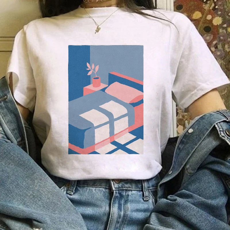

T-shirts for Women 90s Trend Bedroom Graphic Printing Fashion Summer Clothes Tshirt Top Lady Print Female Casual Tee T-Shirts