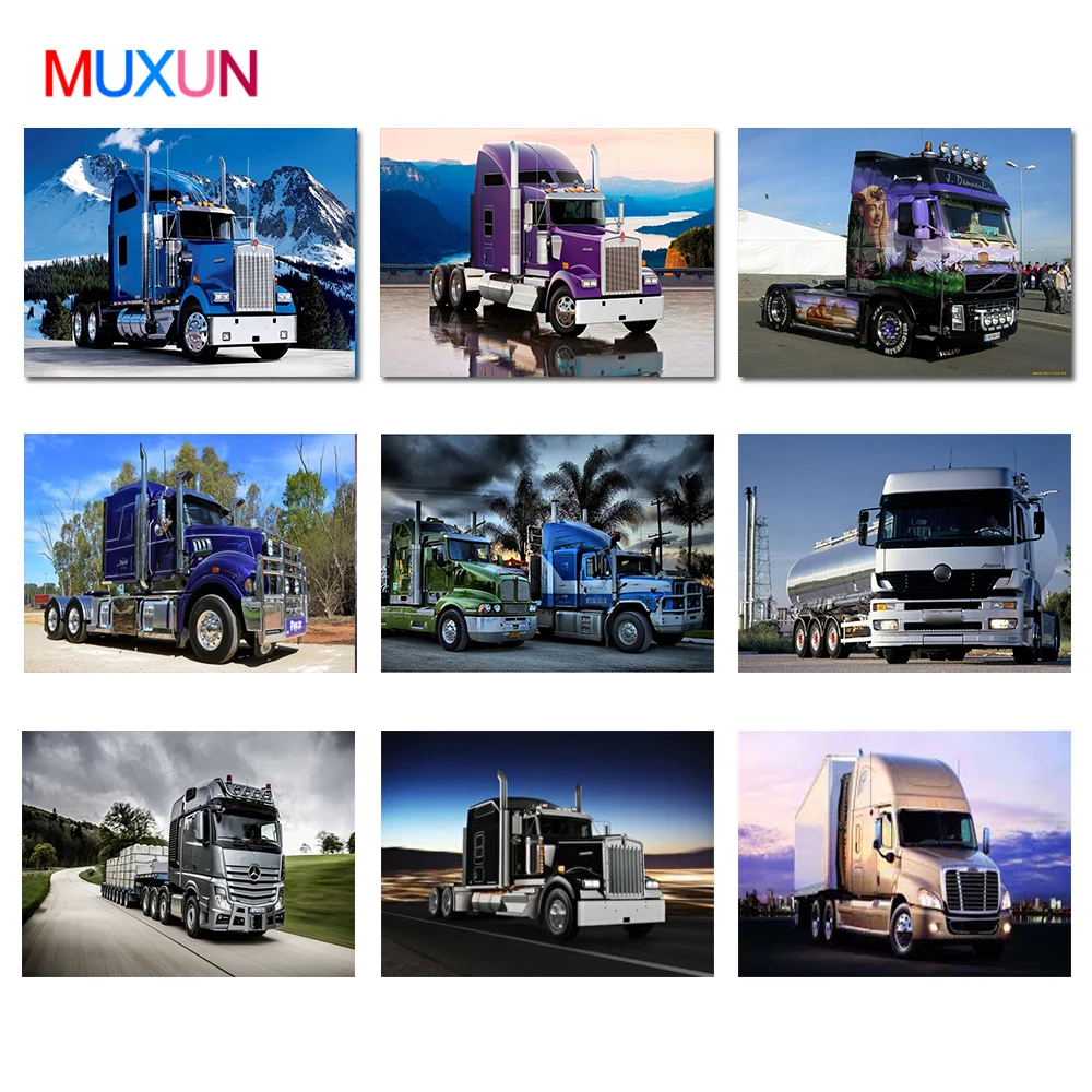 

MUXUN DIY Diamond Painting Cool Truck Cross Stitch Diamond Embroidery Handsome Car Rhinestone Diamond Mosaic Room Decoration