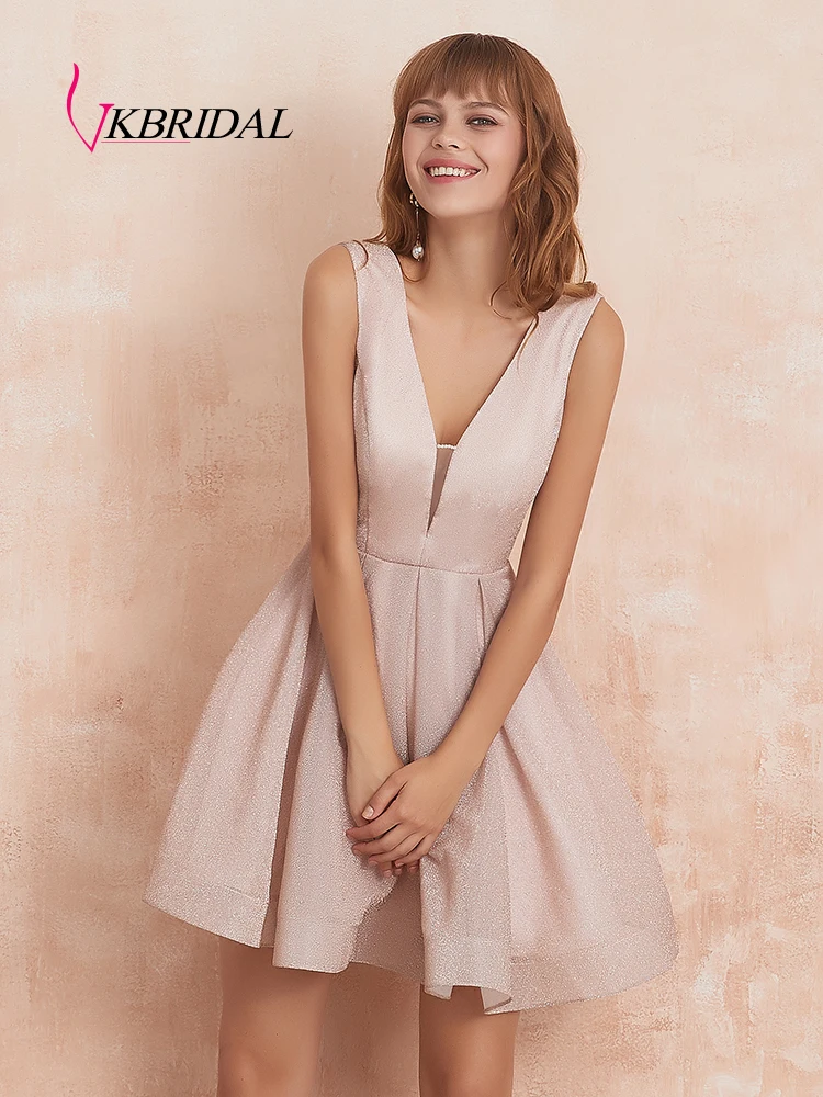 VKBridal Элегантные короткие платья для выпускного мини длины с V образным вырезом