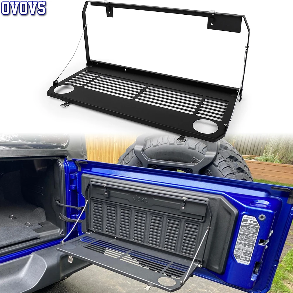 1Pc Tailgate Table Rear Door Foldable Shelf Storage Bracket Iron Aluminum Alloy Off-Road Travel for Jeep Wrangler JL 2018-2019 - купить по