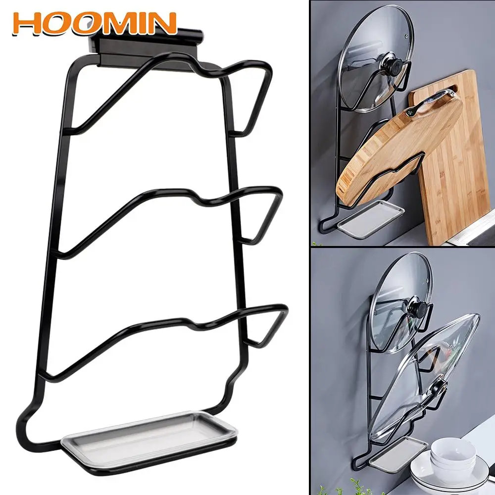 

Wall Hanging Aluminum Pot Lid Rack Drying Stand Draining Cutting Board Holder Storage Multifunction Kitchen Organizer
