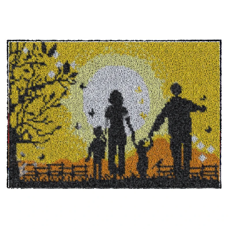 

Крюк с защелкой ковер Наборы семьи вяжущие крючком ковер 100% акриловой пряжи Подушка Мат DIY ковры для домашнего декора